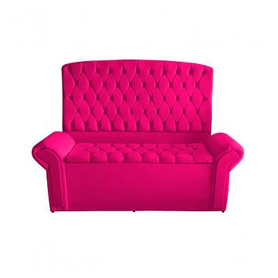 Kit Dubaí Cabeceira De Cama Box Casal E Recamier Baú Queen 160 Cm Suede Rosa Pink Eli Móveis