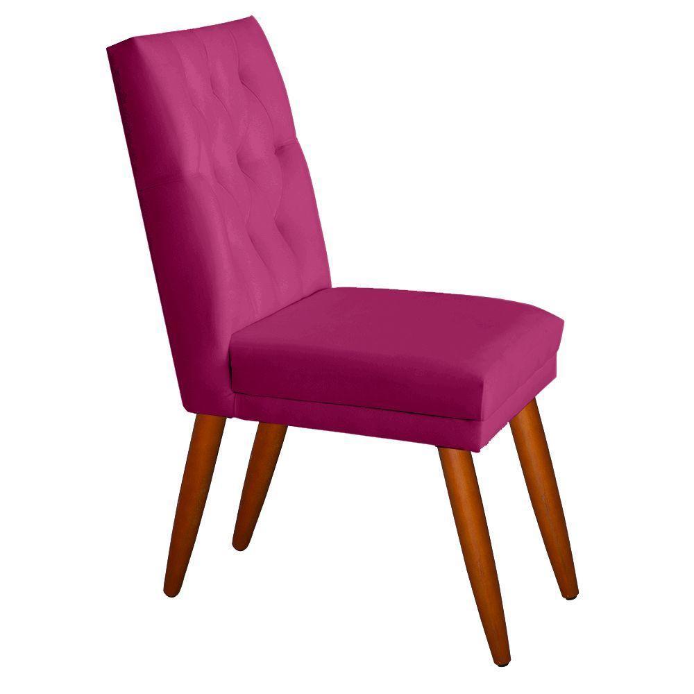 Jogo 02 Cadeiras De Jantar Estofada Cozinha Paris Suede Rosa Pink Eli Móveis - 2