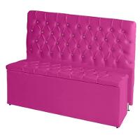 Kit Cabeceira De Cama Box E Calçadeira Baú Paris Casal 140 Cm Capitonê Suede Rosa Pink Eli Móveis - 1