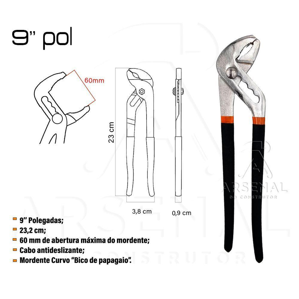 Alicate Bomba D’água 9 Polegadas Bico De Papagaio - 5