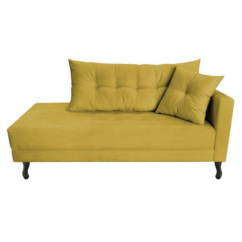 Kit Diva Recamier Azura 140cm Lado Esquerdo E 02 Poltronas Classic Suede - Amarena Móveis Cor Amarelo - 4