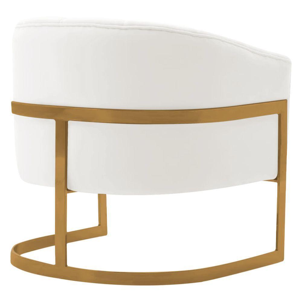 Kit 2 Poltronas Decorativas Sala De Estar Recepção Mavie Base De Ferro Dourado Bouclé - Amarena Móveis Cor Branco - 7