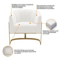 Kit 2 Poltronas Decorativas Sala De Estar Recepção Mavie Base De Ferro Dourado Bouclé - Amarena Móveis Cor Branco