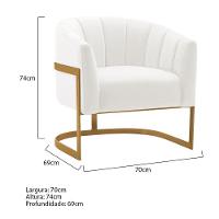 Kit 2 Poltronas Decorativas Sala De Estar Recepção Mavie Base De Ferro Dourado Bouclé - Amarena Móveis Cor Branco - 6