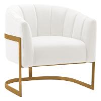 Kit 2 Poltronas Decorativas Sala De Estar Recepção Mavie Base De Ferro Dourado Bouclé - Amarena Móveis Cor Branco - 10