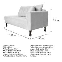 Kit Diva Recamier Azura 140cm Lado Esquerdo E 02 Poltronas Classic Suede - Amarena Móveis Cor Branco - 3