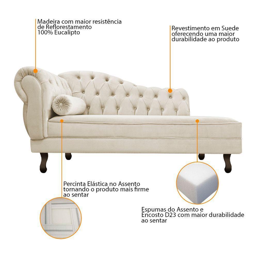 Kit Diva Recamier Diana 120cm Lado Direito E 1 Poltrona Classic Suede - Amarena Móveis Cor Cinza - 5