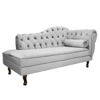 Kit Diva Recamier Diana 120cm Lado Esquerdo E 2 Poltrona Classic Linho - Amarena Móveis Cor Cinza Claro - 2