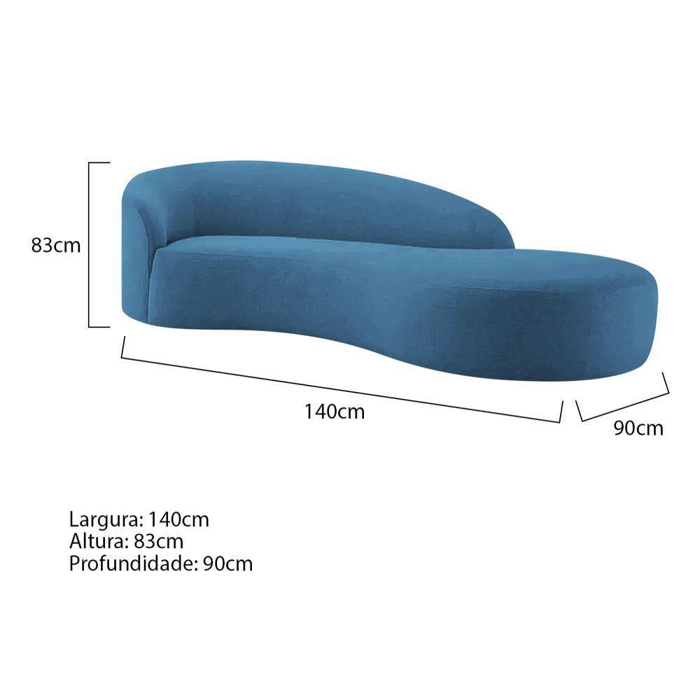 Divã Recamier Orgânico França 140cm Lado Direito Linho - Amarena Moveis Cor Azul Royal - 6