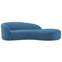 Divã Recamier Orgânico França 140cm Lado Direito Linho - Amarena Moveis Cor Azul Royal - 2