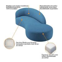 Divã Recamier Orgânico França 140cm Lado Direito Linho - Amarena Moveis Cor Azul Royal - 3