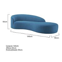 Divã Recamier Orgânico França 140cm Lado Direito Linho - Amarena Moveis Cor Azul Royal - 6