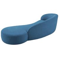 Divã Recamier Orgânico França 140cm Lado Direito Linho - Amarena Moveis Cor Azul Royal - 7