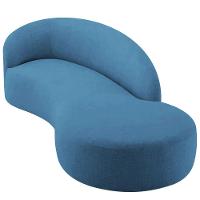Divã Recamier Orgânico França 140cm Lado Direito Linho - Amarena Moveis Cor Azul Royal - 9