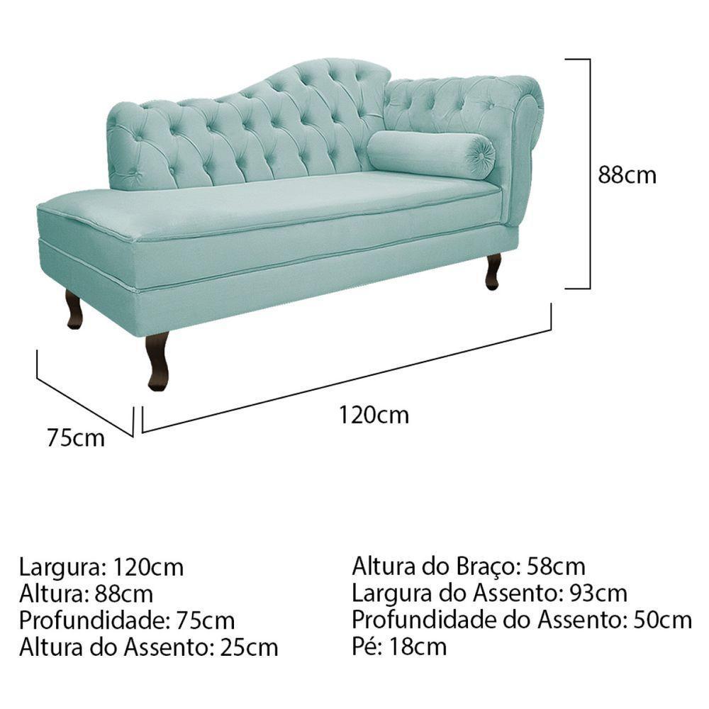 Kit Diva Recamier Diana 120cm Lado Esquerdo E 1 Poltrona Classic Suede - Amarena Móveis Cor Azul Tiffany - 4