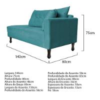 Kit Diva Recamier Azura 140cm Lado Esquerdo E 02 Poltronas Classic Suede - Amarena Móveis Cor Azulturquesa