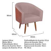 Poltrona Luiza Sintético Nozes E Linho Bege - Amarena Móveis Cor Rosê Desenho Do Tecido Linho - 5