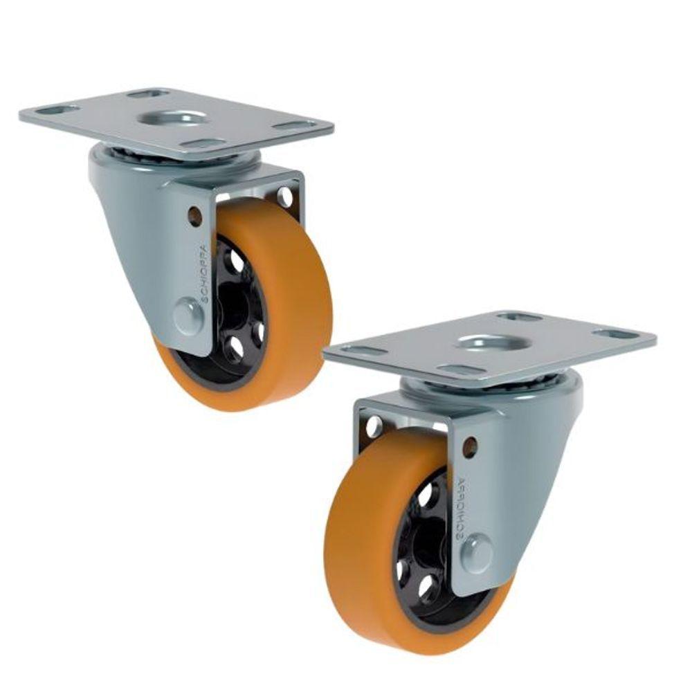 Rodizio Giratório 2 Pol. Roda Ferro Com Pu 80 Kg Schioppa S/freio ( 2 Unid.) - 1