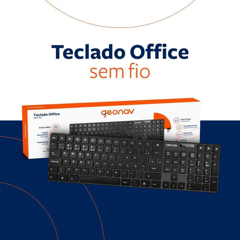 Teclado Sem Fio Office - Geonav - Preto - 3