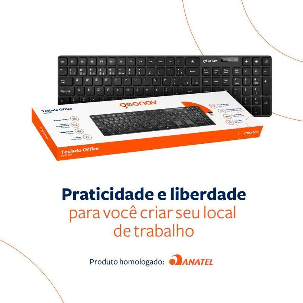 Teclado Sem Fio Office - Geonav - Preto - 6