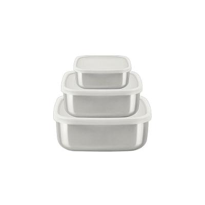 Jogo Potes Tramontina Freezinox Quadrados Aço Inox Com Tampa Plástica 3 Peças Tramontina