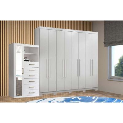 Guarda Roupa Casal 2 Peças QC145 8 Portas de Bater 4 Gavetas Branco Santos Andirá