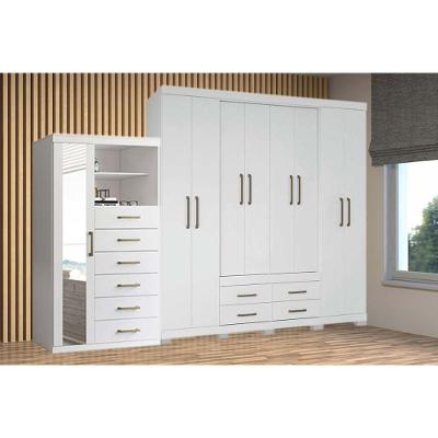 Guarda Roupa Casal 2 Peças QC126 9 Portas de Abrir 10 Gavetas Branco Santos Andirá