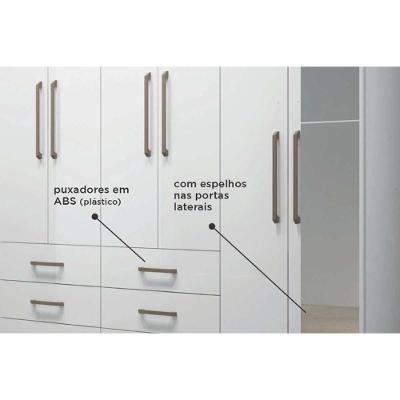 Guarda Roupa 2 Peças Casal QC129 9 Portas 12 Gavetas em MDP com Espelho Branco