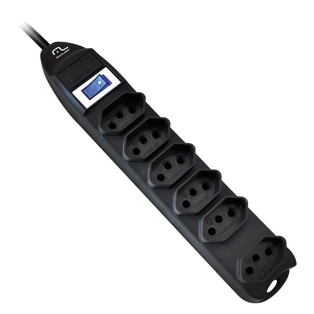 Filtro De Linha Multilaser Wi221 6 Tomadas Linear Preto - 1