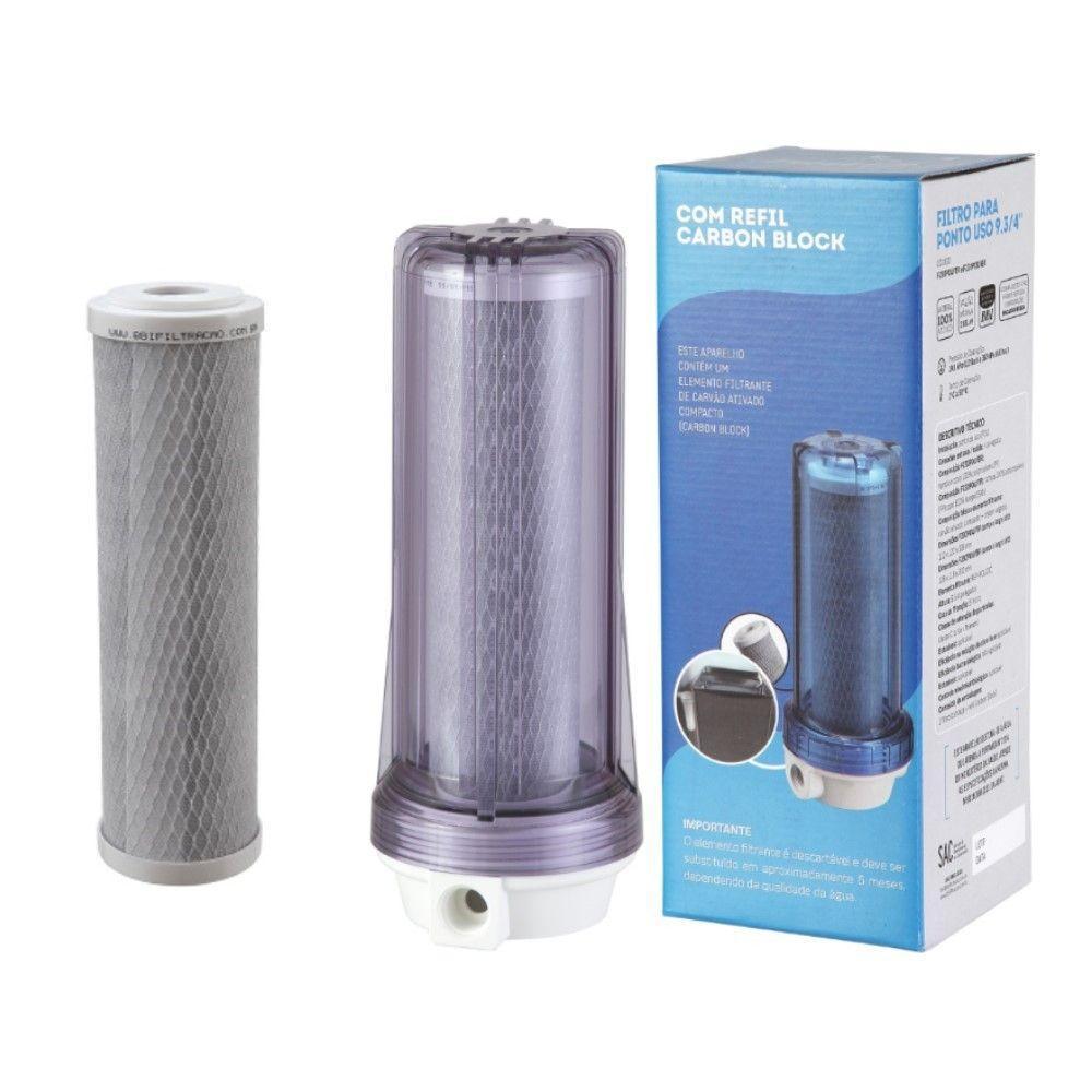 Filtro Água Bbi Pou 230 Carvão Ativado Remove Cloro + Refil - 1