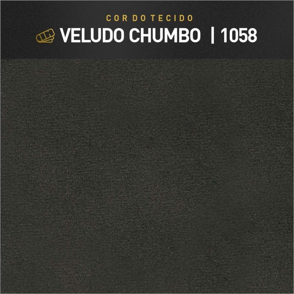 Sofá Fixo Argos 3 Lugares Luxo 2,40 M Castellar Móbile Veludo Chumbo - 2