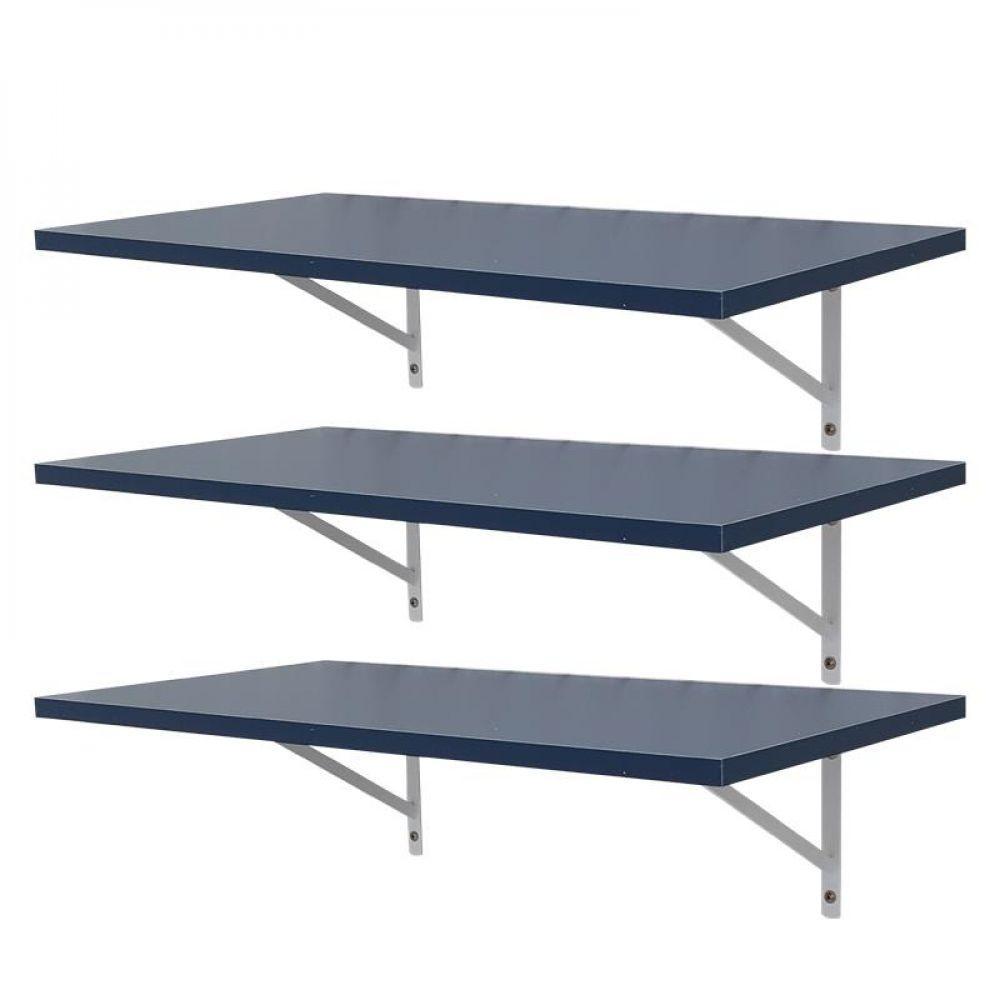 Kit 3 Prateleiras 100 X 25cm Azul Com Mão Francesa - 1