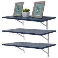 Kit 3 Prateleiras 90 x 25cm Azul com Mão Francesa - 2