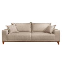 Sofá Fixo Argos 3 Lugares Luxo 2,40 M Castellar Móbile Linho Bege Claro - 1