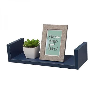Prateleira em U 30X15cm Azul com Suporte Invisível