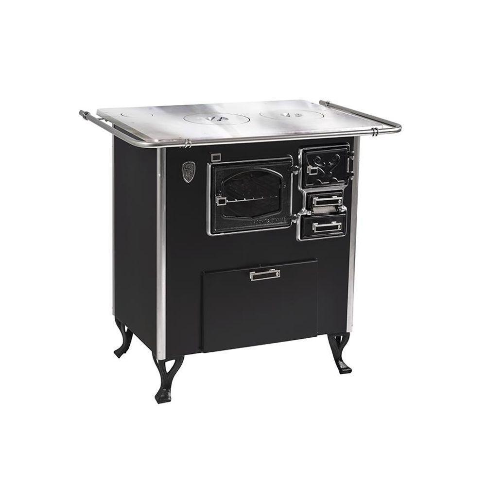 Fogão A Lenha C/forninho Esq Preto Fornos Pinhal Alumínio N2 - 1