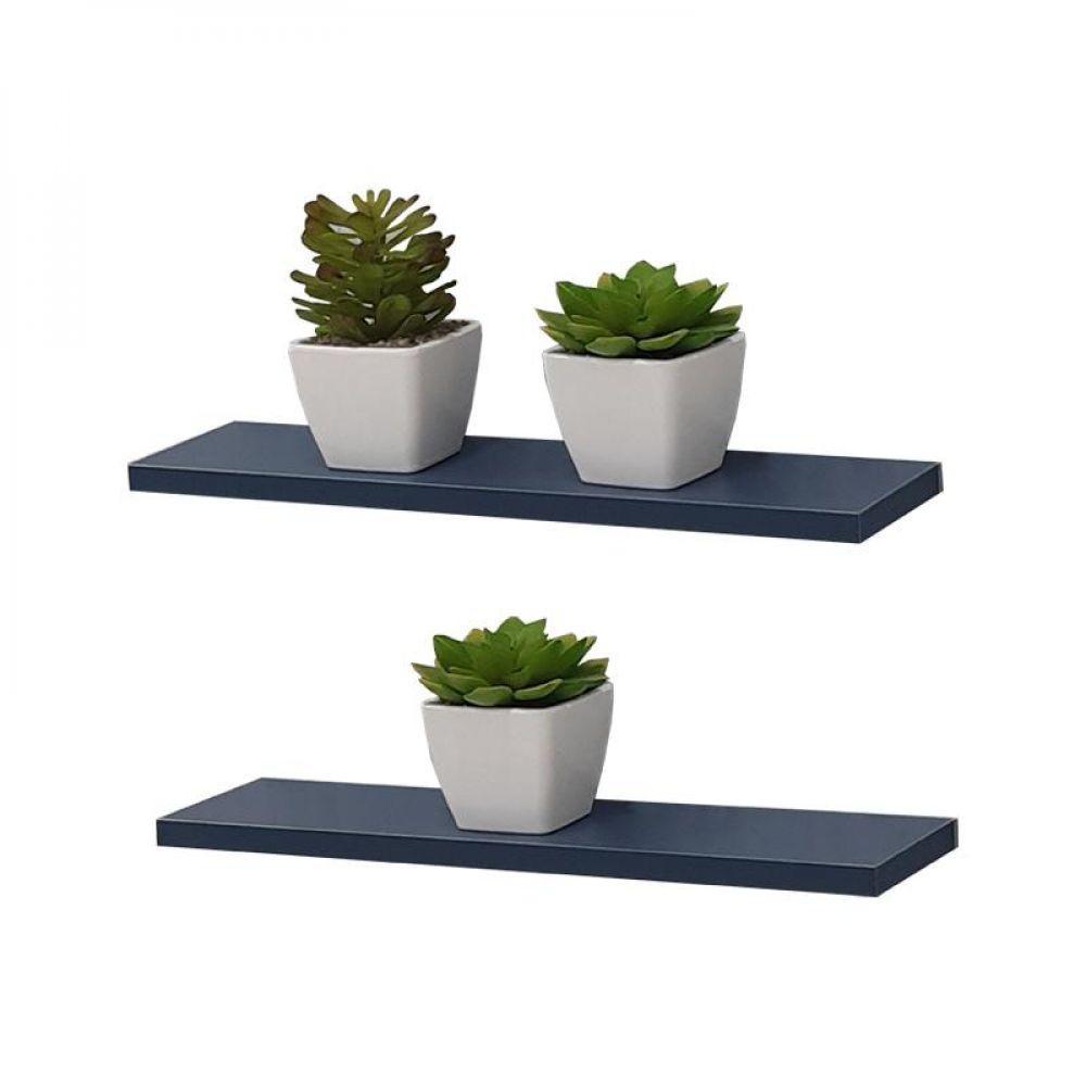 Kit 2 Prateleiras 30 X 15cm Azul Suporte Invisível - 1