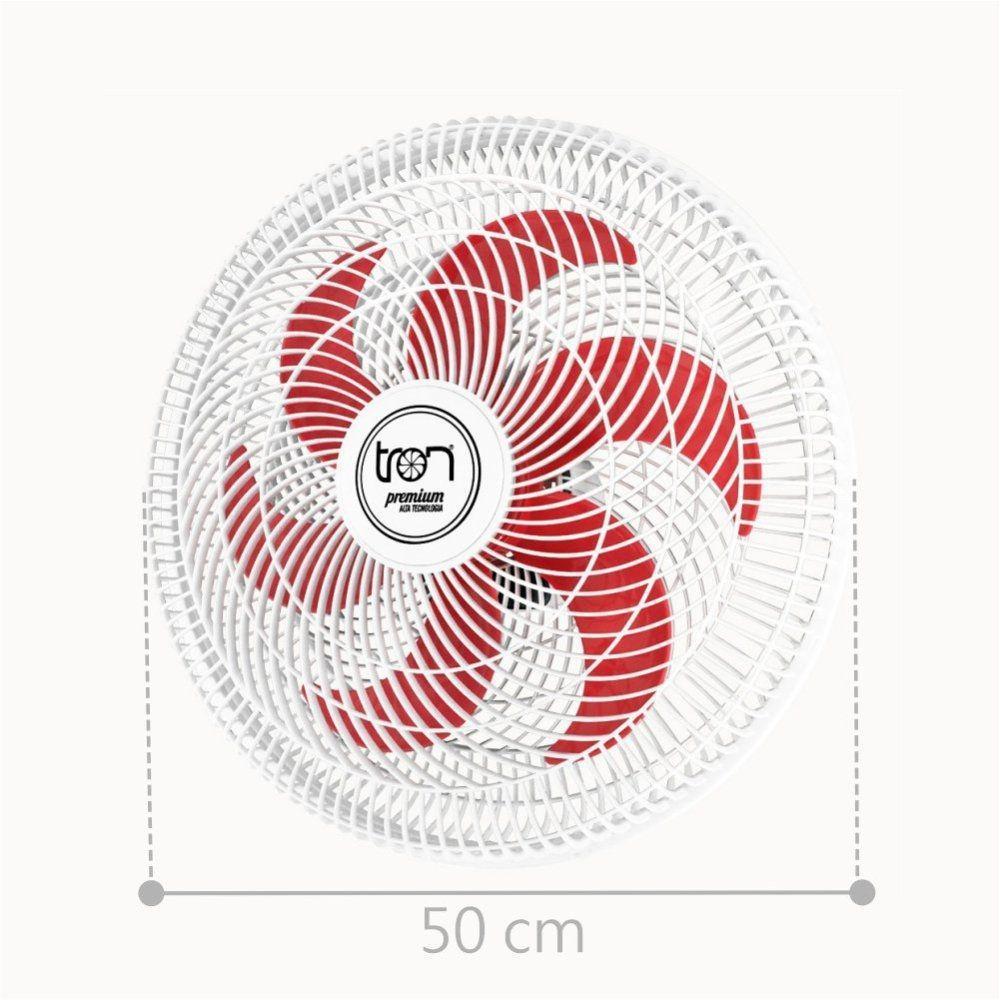 Ventilador Parede Lorena Branco Oscilante 220V Pás Vermelho - 2