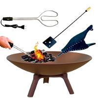 Kit Lareira Ferro Envelhecida Acendedor 110v Fole Espalhador - 1