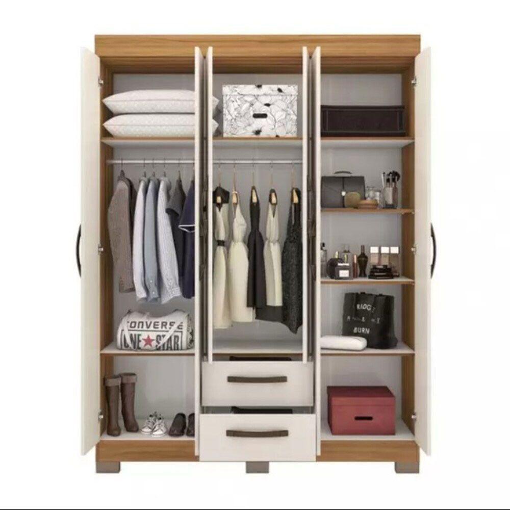 Guarda Roupa Solteiro Nt6015 6 Portas E 2 Gavetas Com Pés Freijo Trend Com Off White - 3