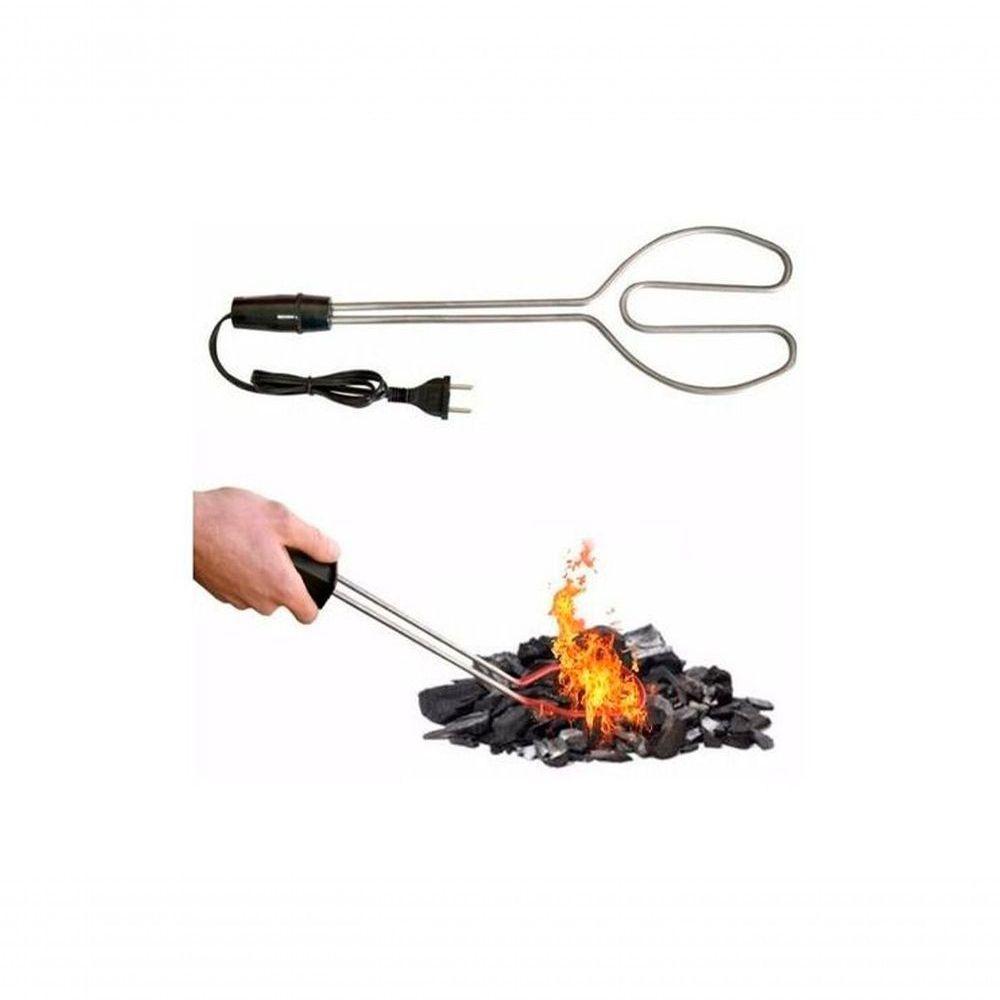 Kit Lareira Ferro Preta Acendedor 110v Fole E Espalhador - 3