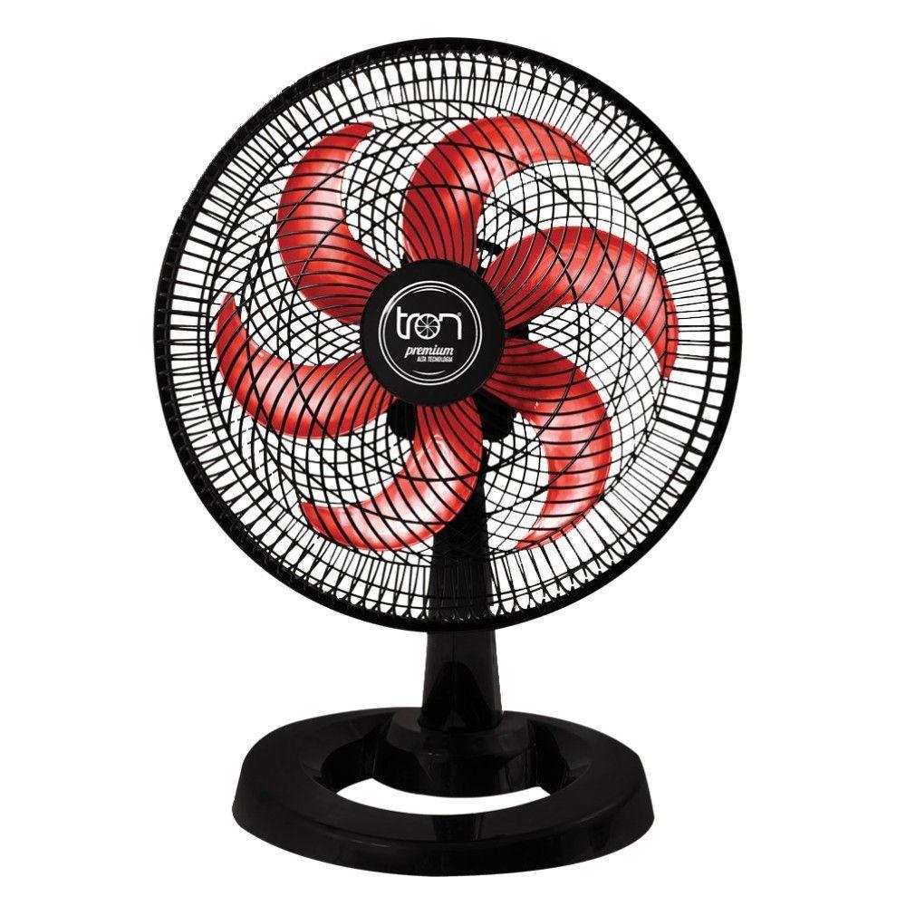 Ventilador Mesa Lorena Preto Oscilante 127V Pás Vermelha - 1