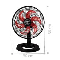Ventilador Mesa Lorena Preto Oscilante 127V Pás Vermelha - 2