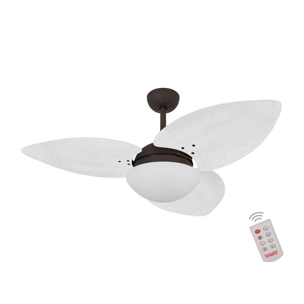 Ventilador De Teto Marrom 3 Pás Branco 127v C/ Controle - 1