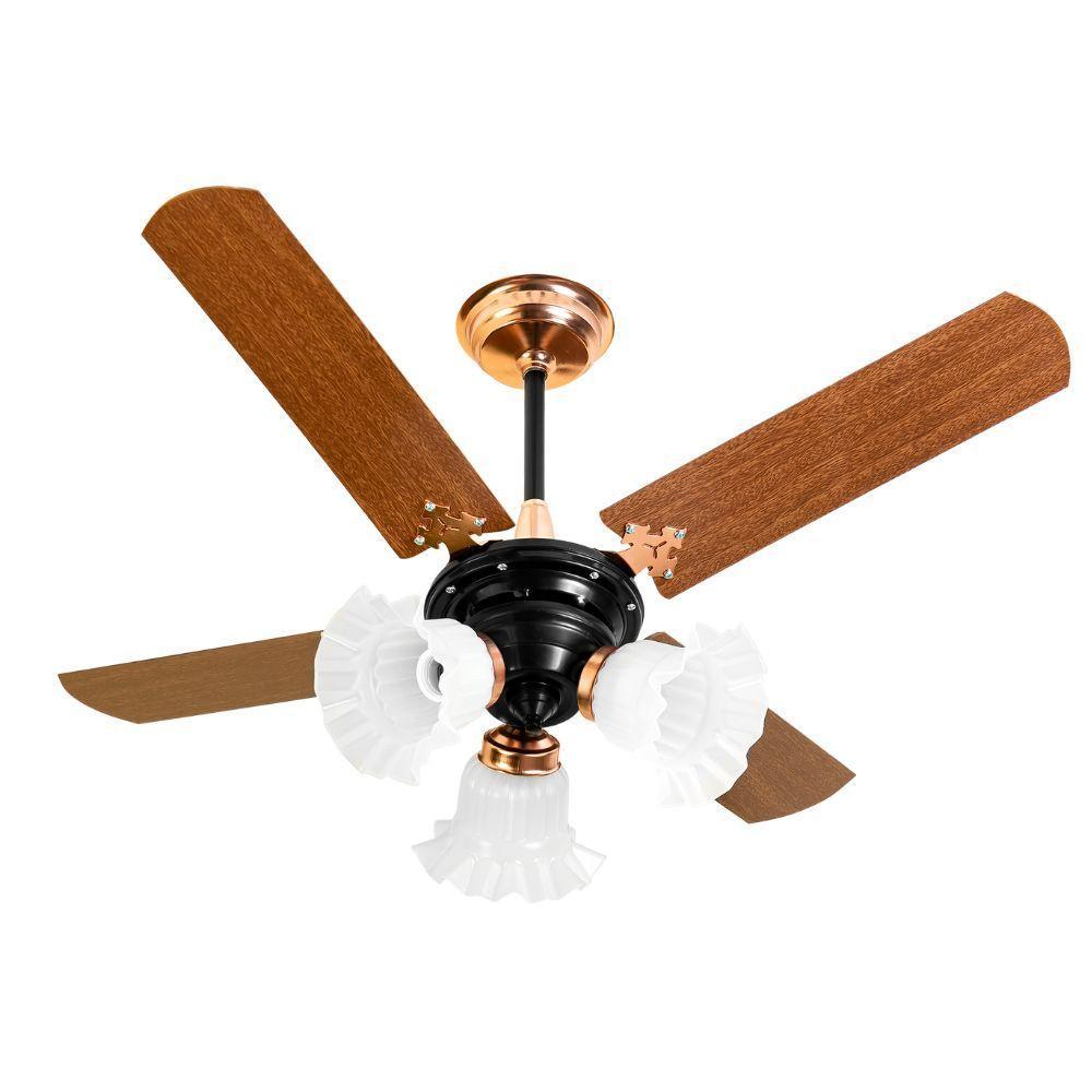 Ventilador De Teto Venti-delta New Zeta 4 Pás Mogno Preto/cobre 220v - 1