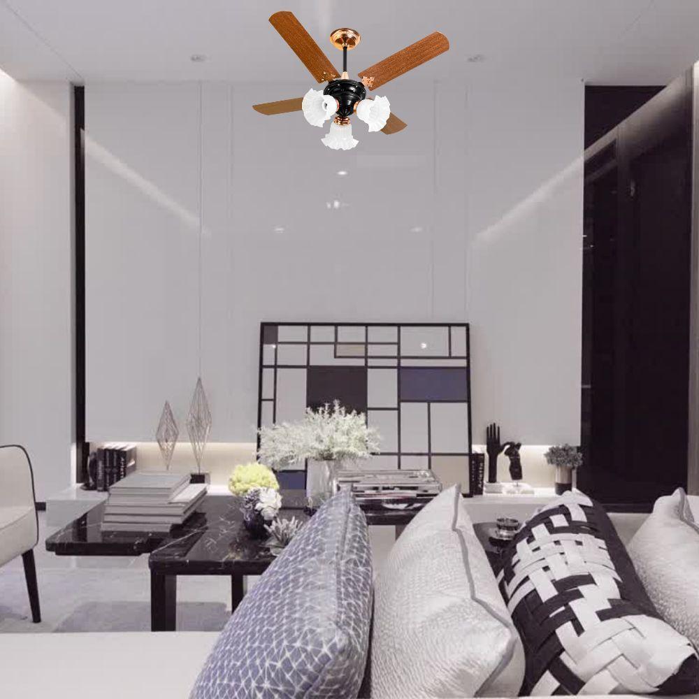 Ventilador De Teto Venti-delta New Zeta 4 Pás Mogno Preto/cobre 220v - 2