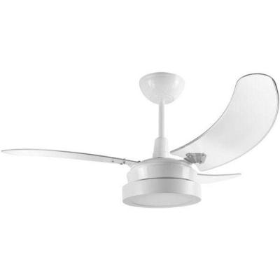 Ventilador de Teto com Lustre LED Tron 130W 100cm 3 Pás 1 Velocidade Branco Búzios Led 220V
