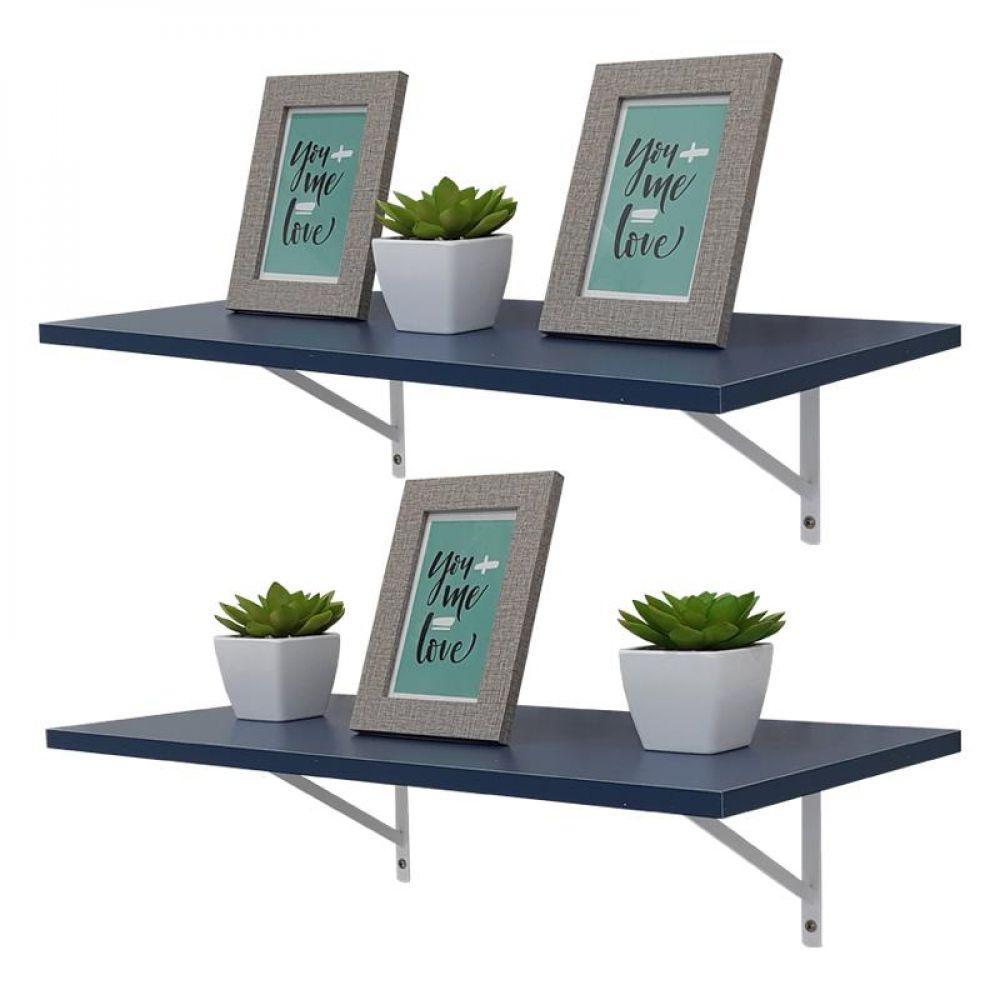 Kit 2 Prateleiras 50 X 25cm Azul com Mão Francesa - 1