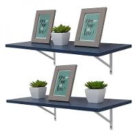 Kit 2 Prateleiras 50 X 25cm Azul com Mão Francesa - 1