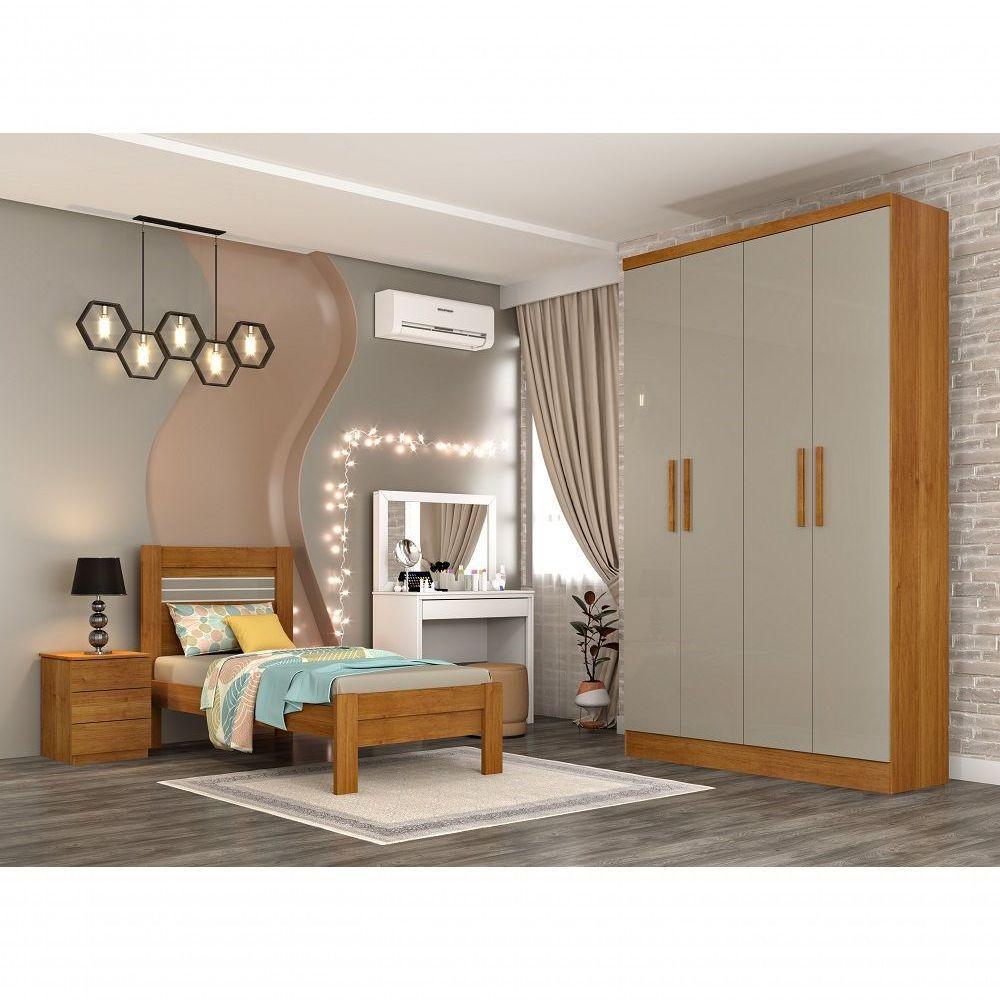 Guarda Roupa Amsterdam 4 Portas Tcil Cinamomo/Off White. - 4